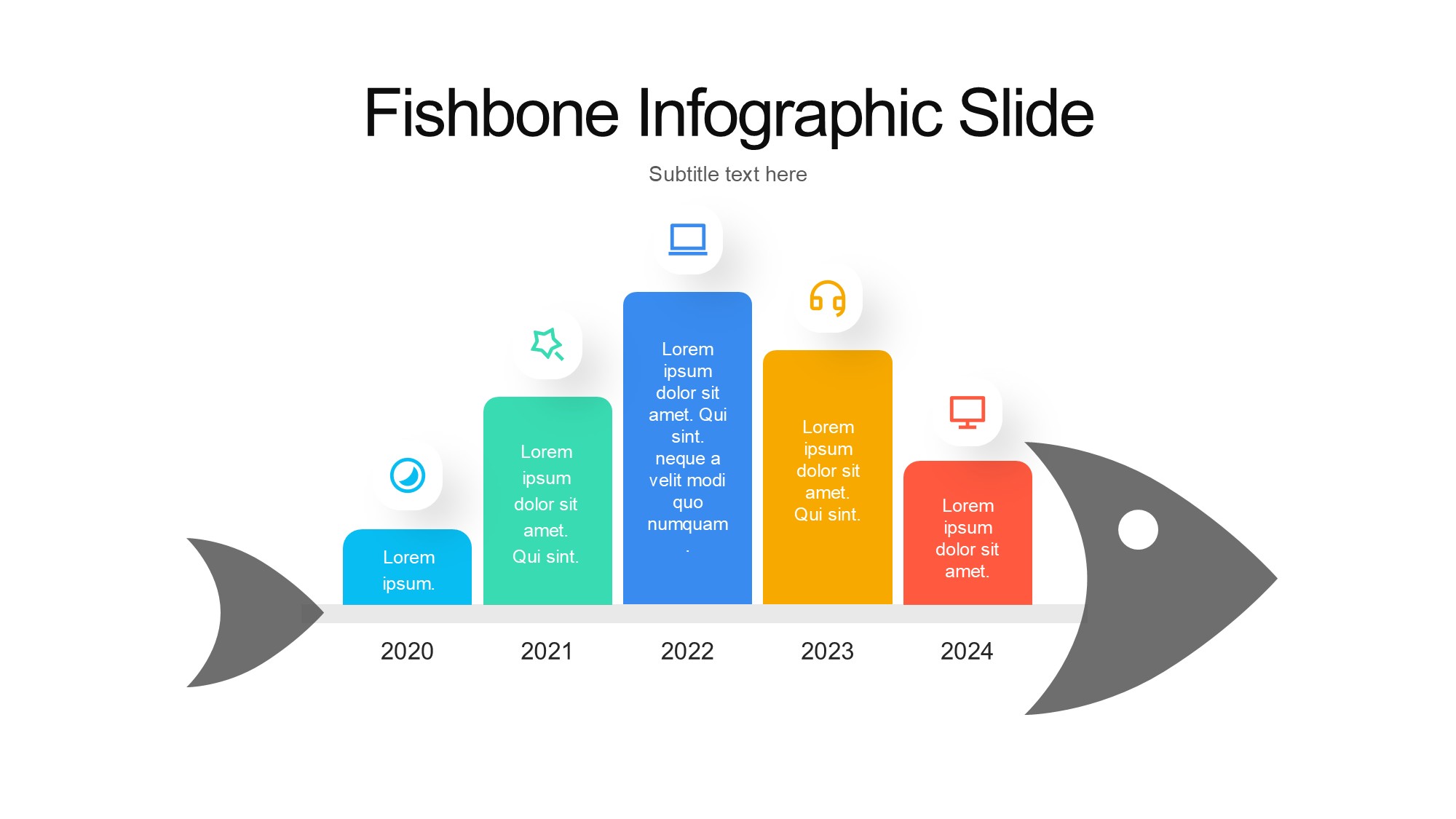 鱼骨图形信息图示PPT模板