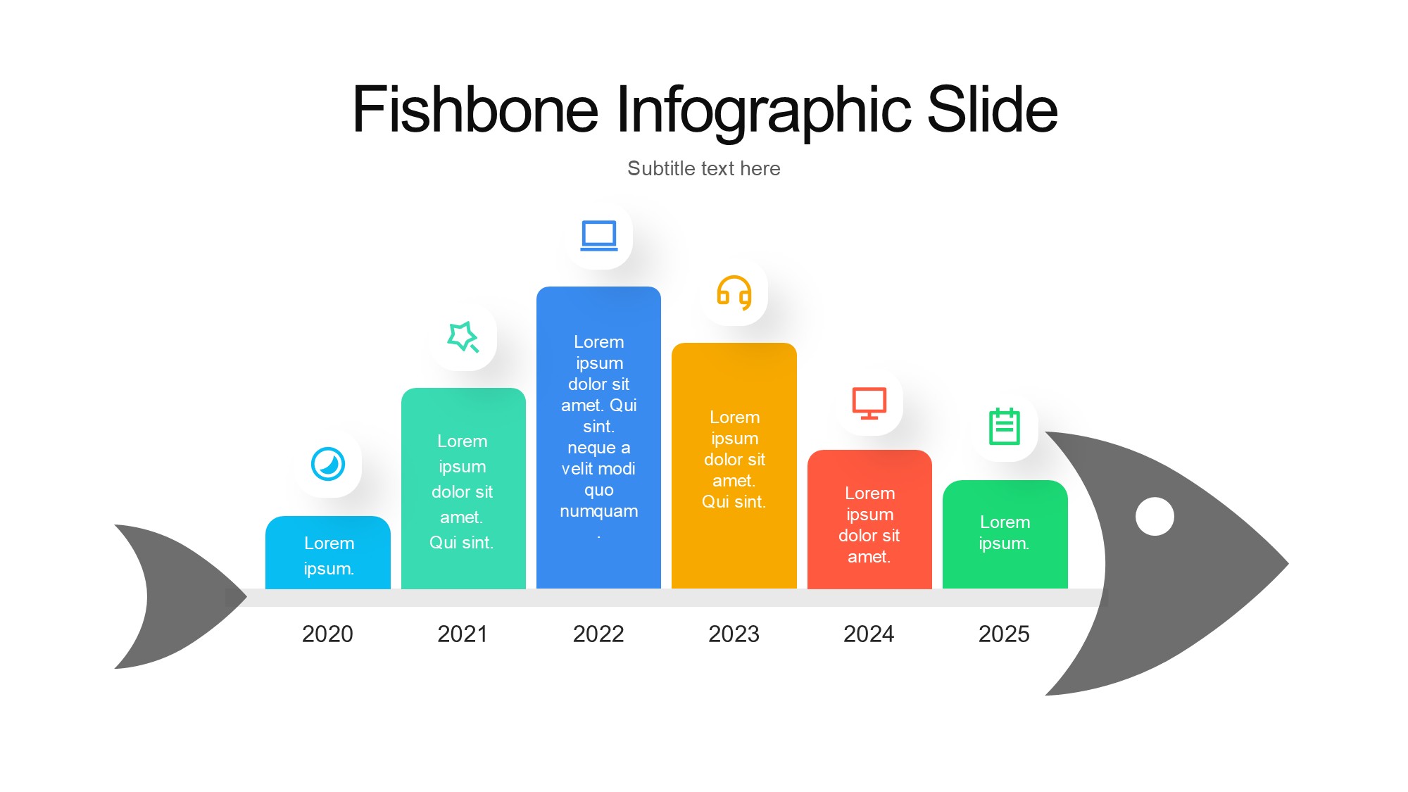 鱼骨图形信息图示PPT模板