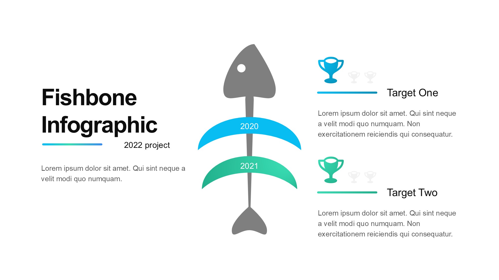 鱼骨图形信息图示PPT模板