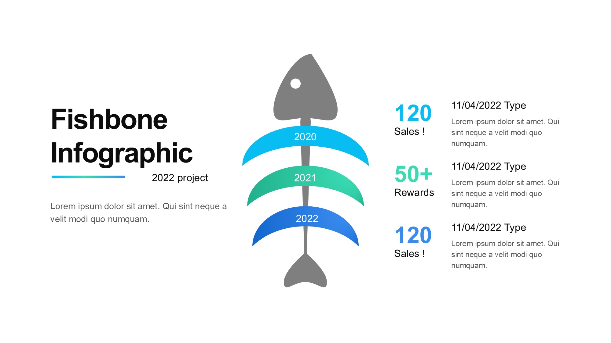 鱼骨图形信息图示PPT模板