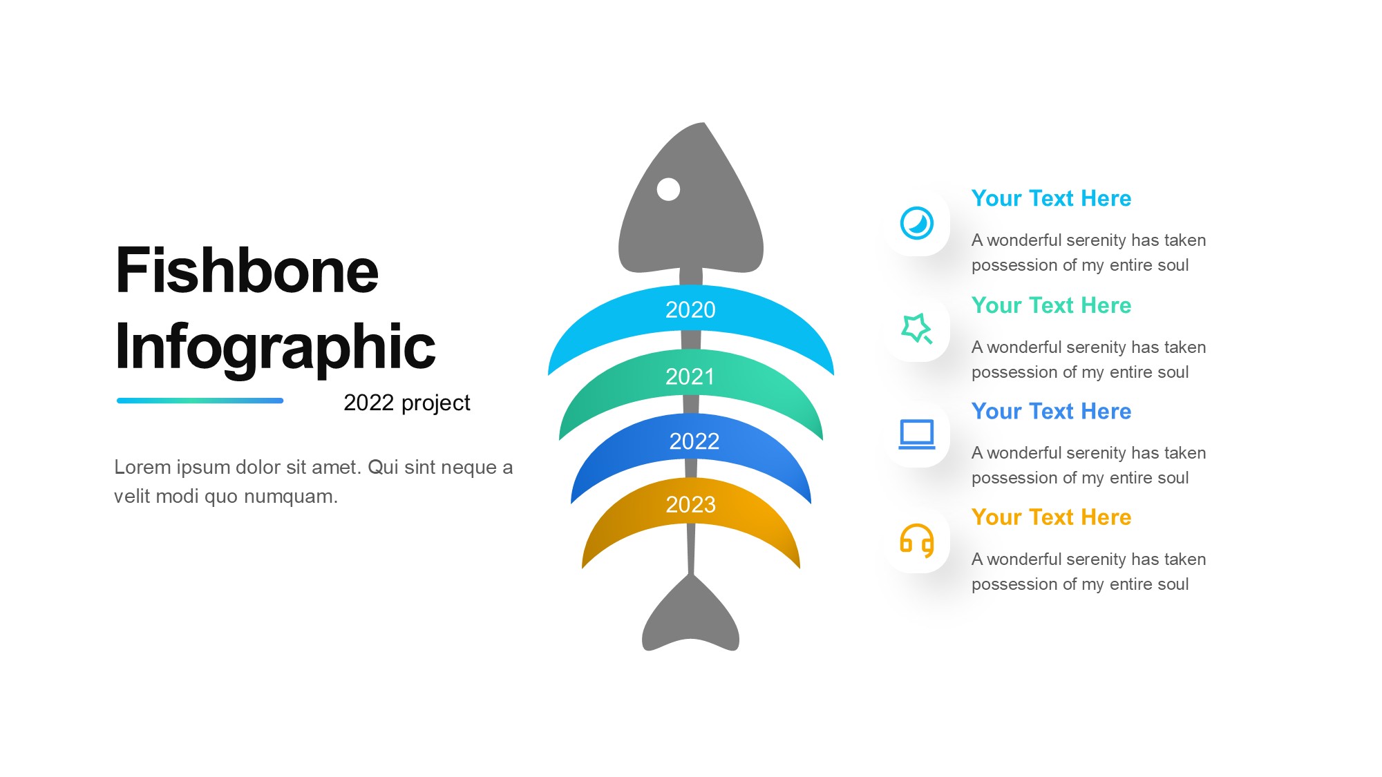 鱼骨图形信息图示PPT模板