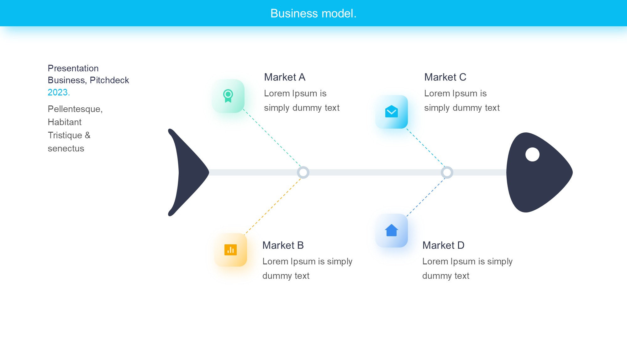 鱼骨图形信息图示PPT模板