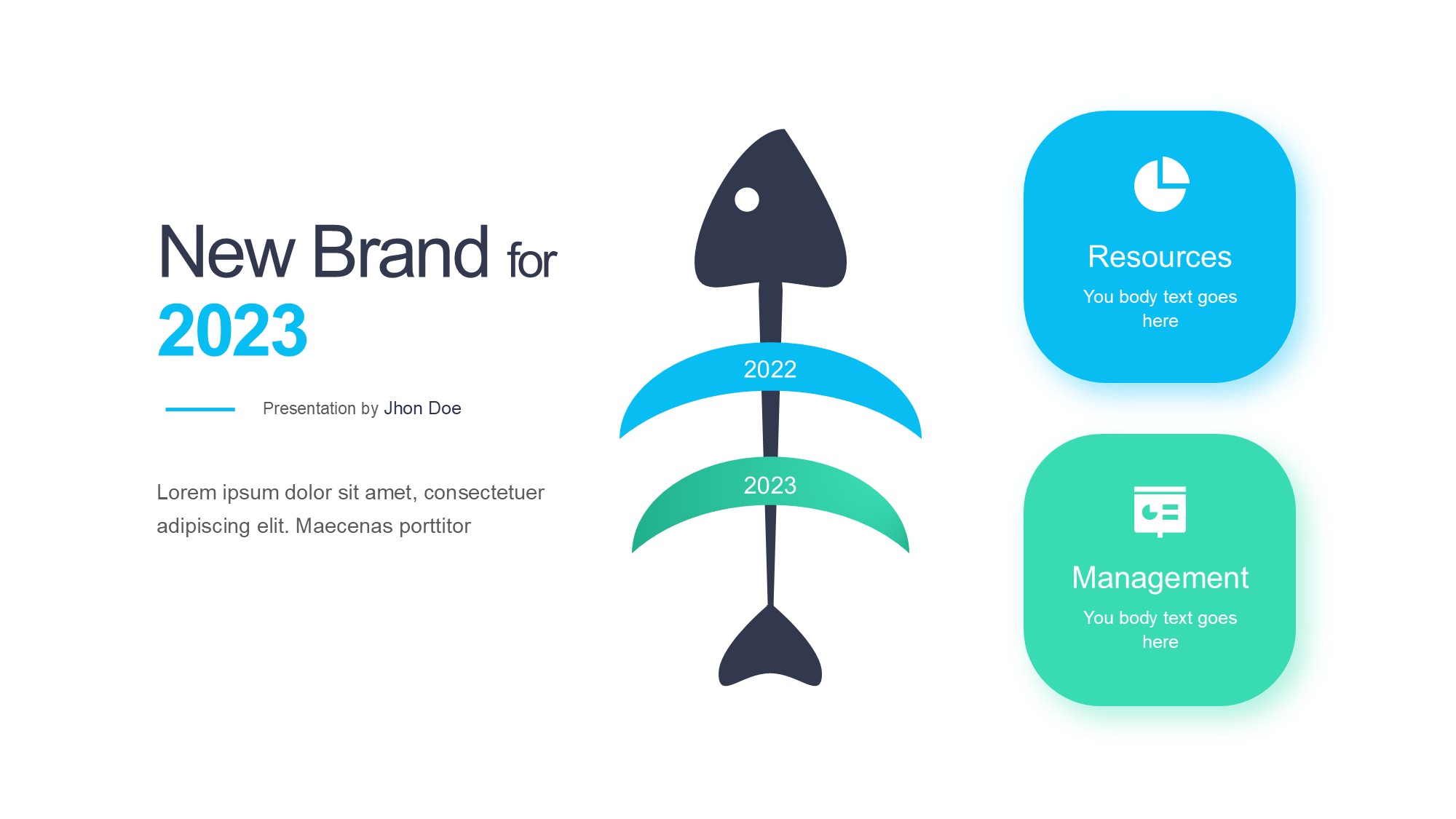 鱼骨图形信息图示PPT模板