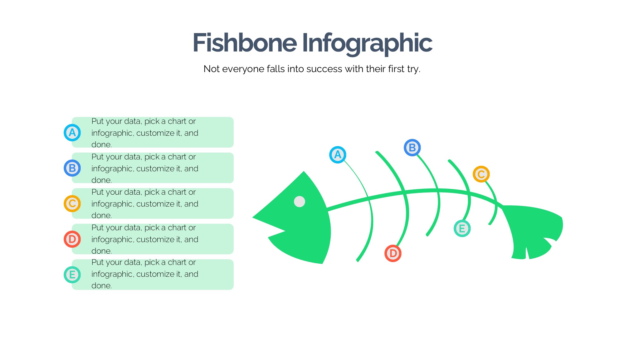 鱼骨图形信息图示PPT模板