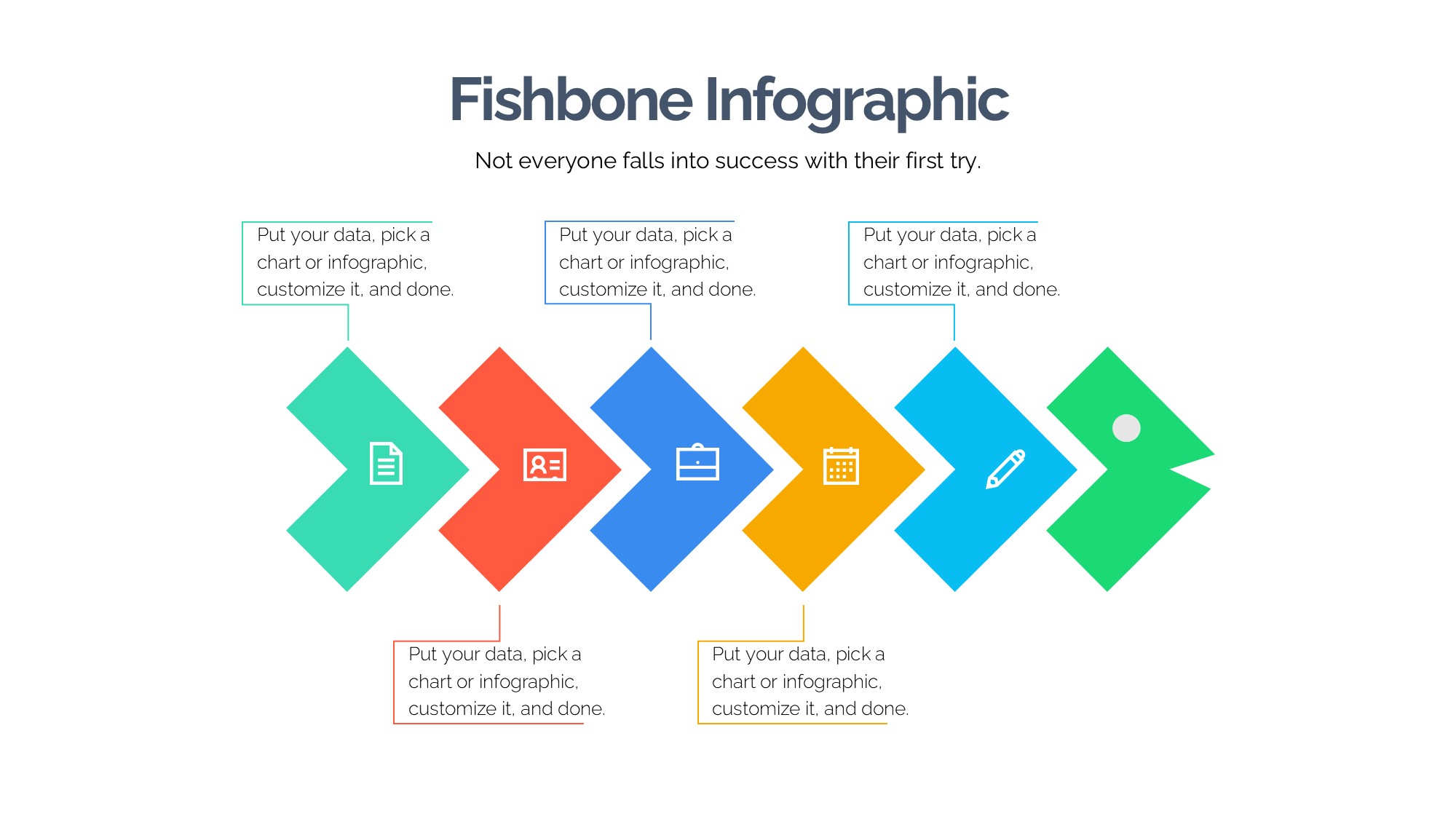 鱼骨图形信息图示PPT模板