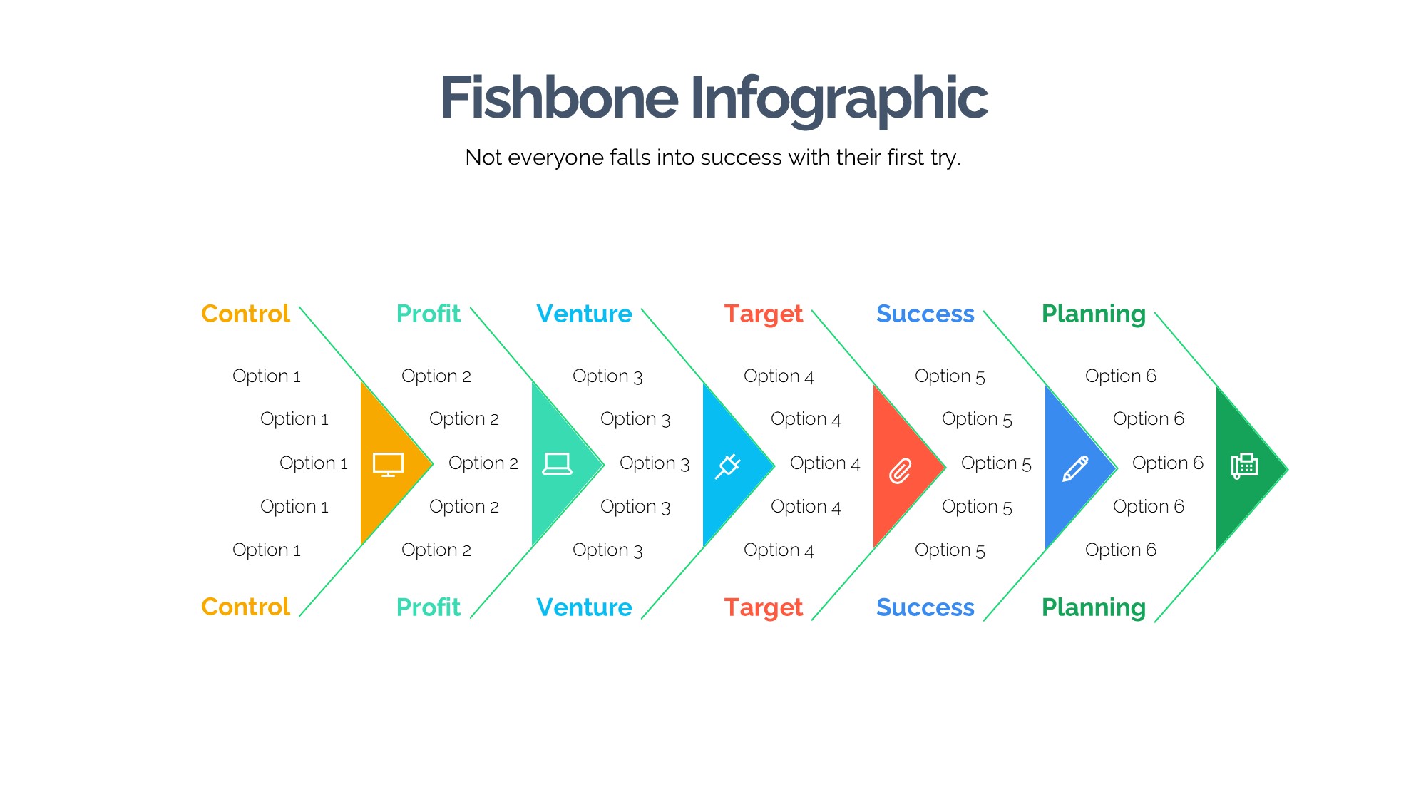 鱼骨图形信息图示PPT模板