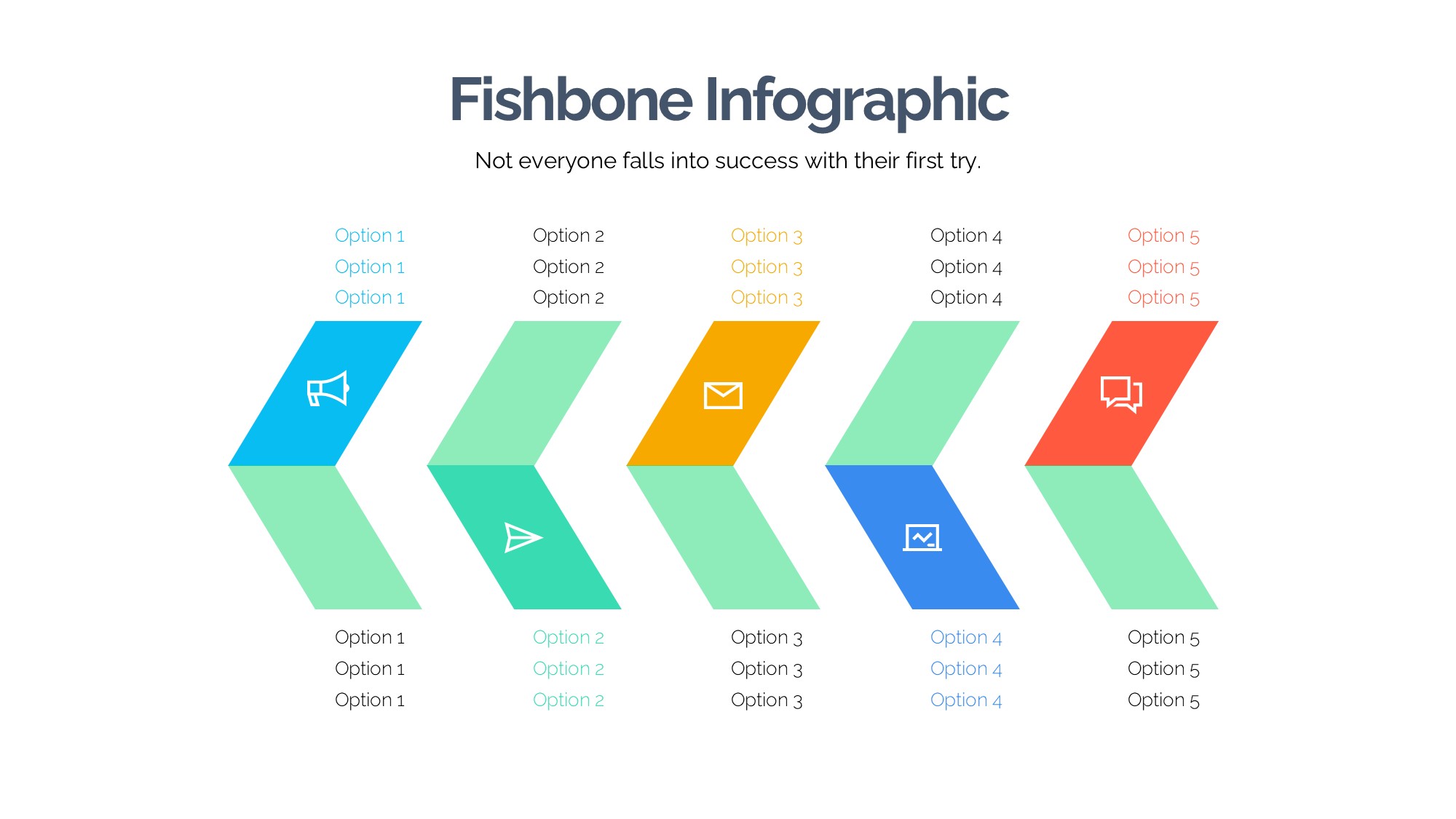 鱼骨图形信息图示PPT模板