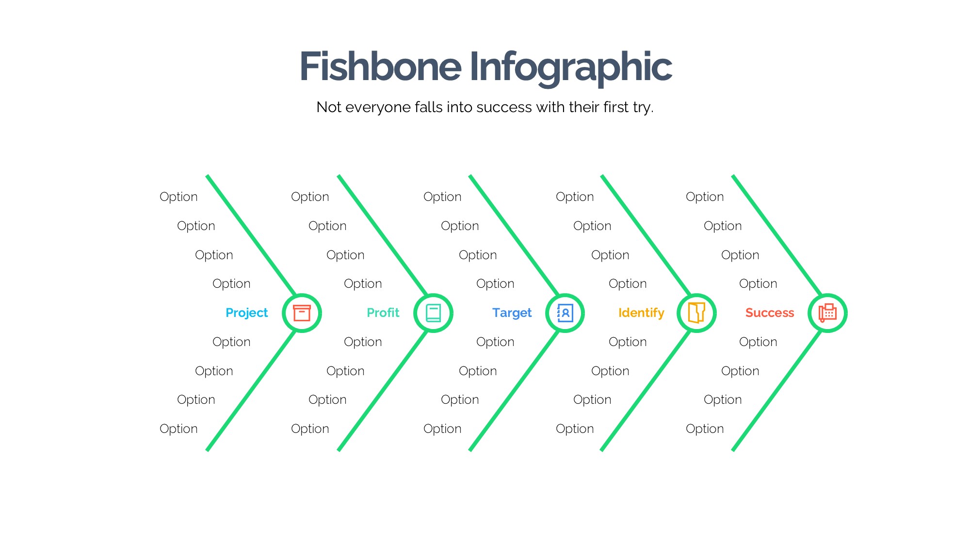 鱼骨图形信息图示PPT模板