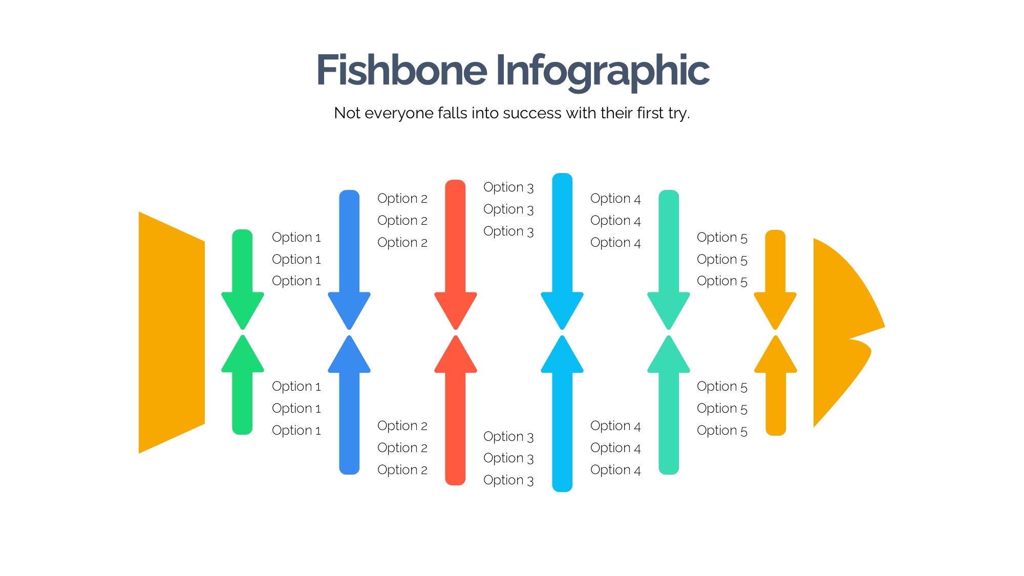 鱼骨图形信息图示PPT模板