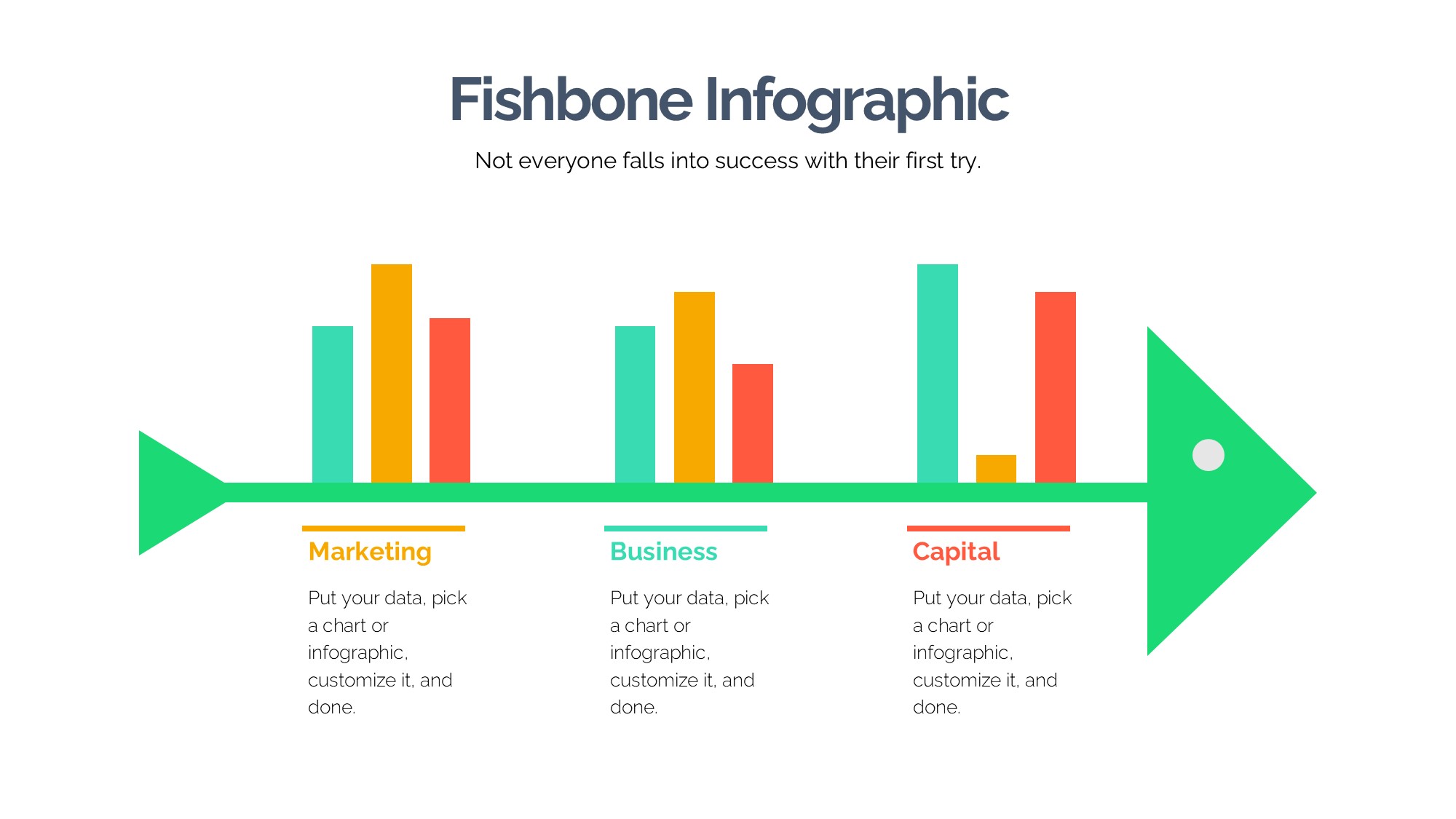 鱼骨图形信息图示PPT模板