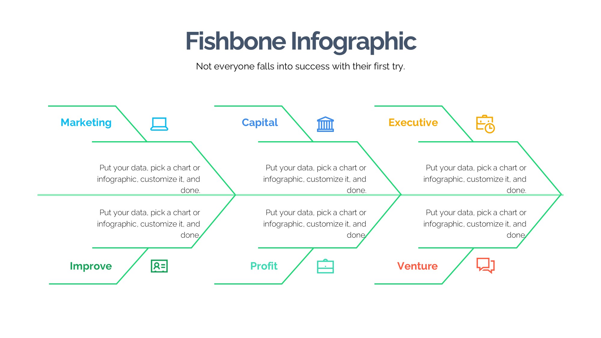 鱼骨图形信息图示PPT模板