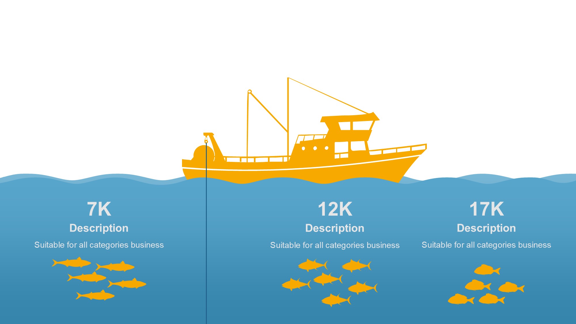 鱼骨图形信息图示PPT模板