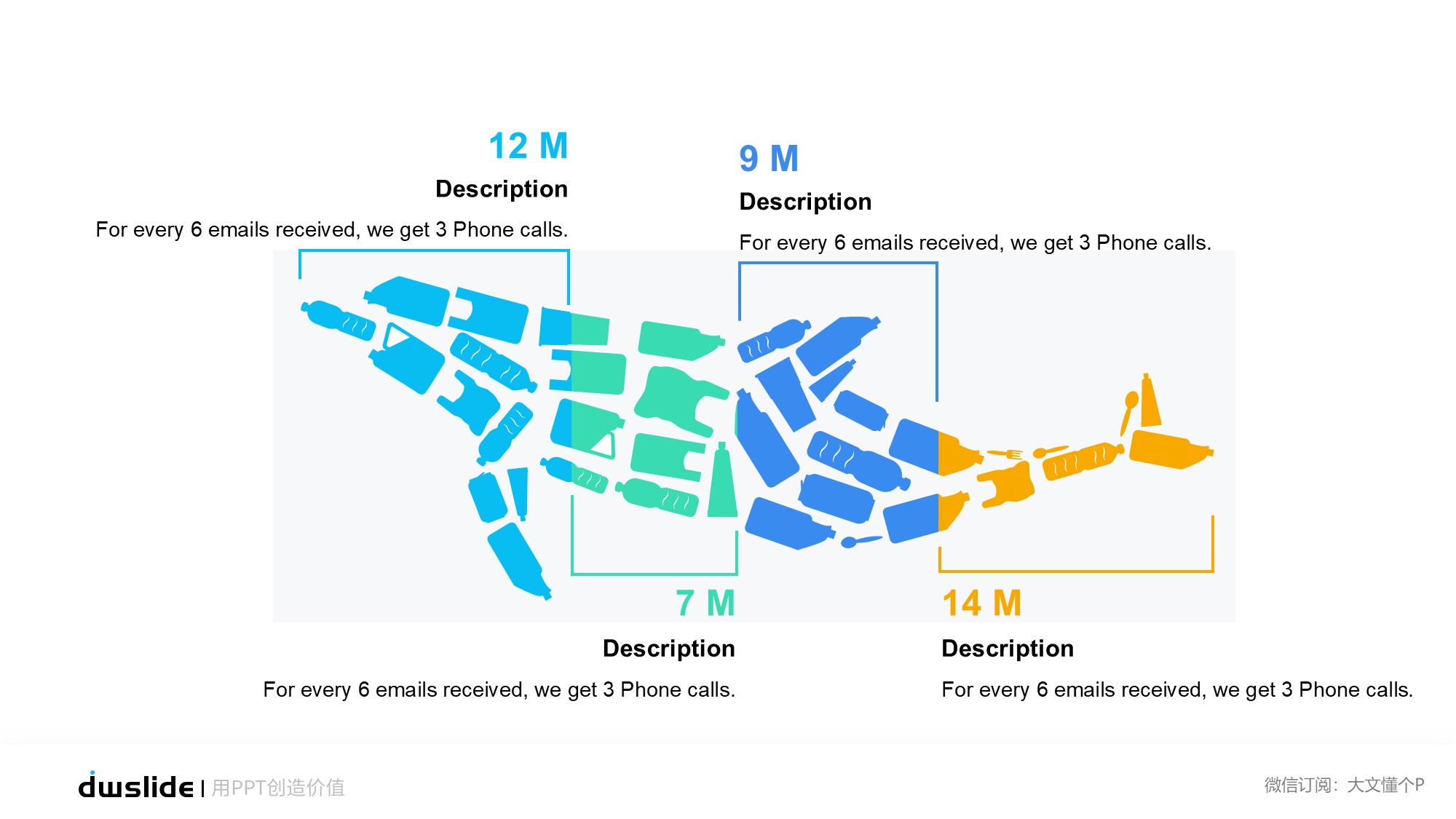 鱼骨图形信息图示PPT模板