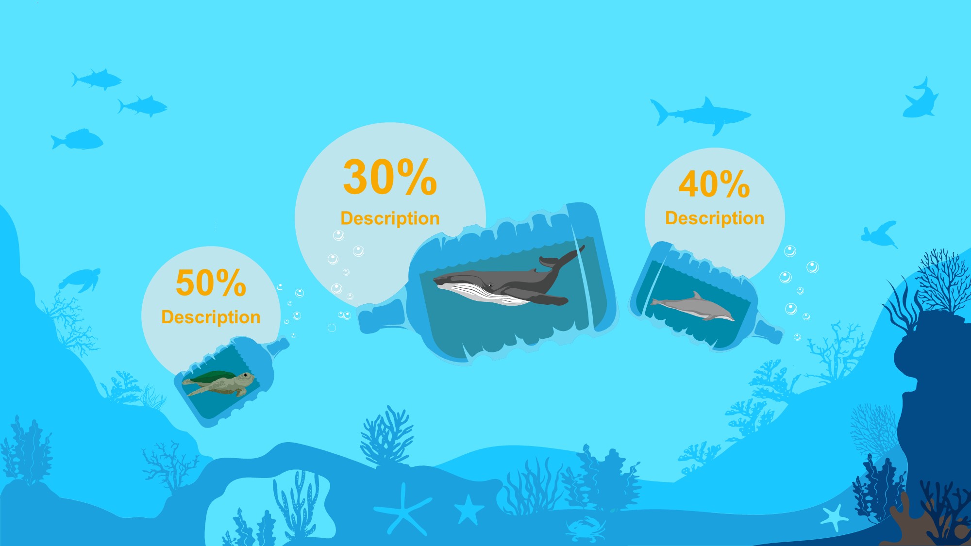 鱼骨图形信息图示PPT模板