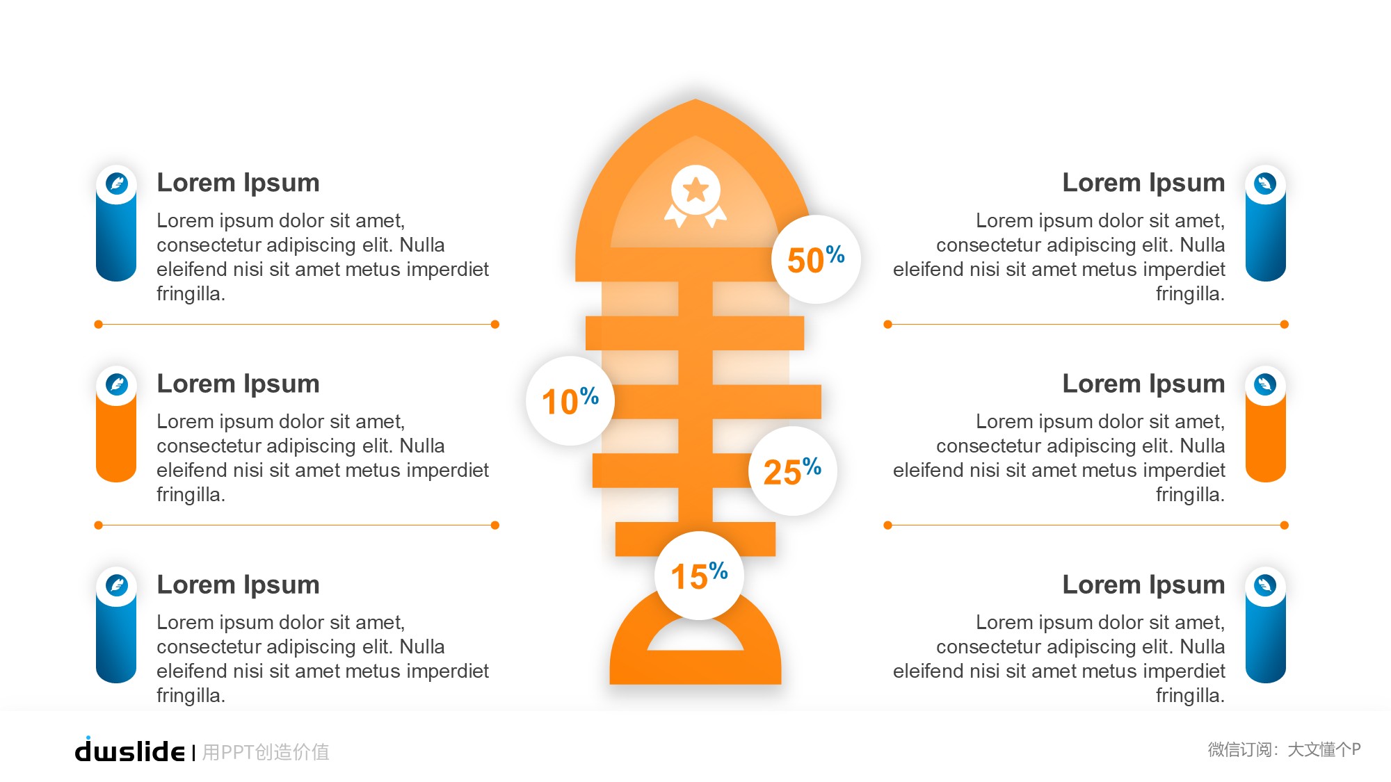 鱼骨图形信息图示PPT模板