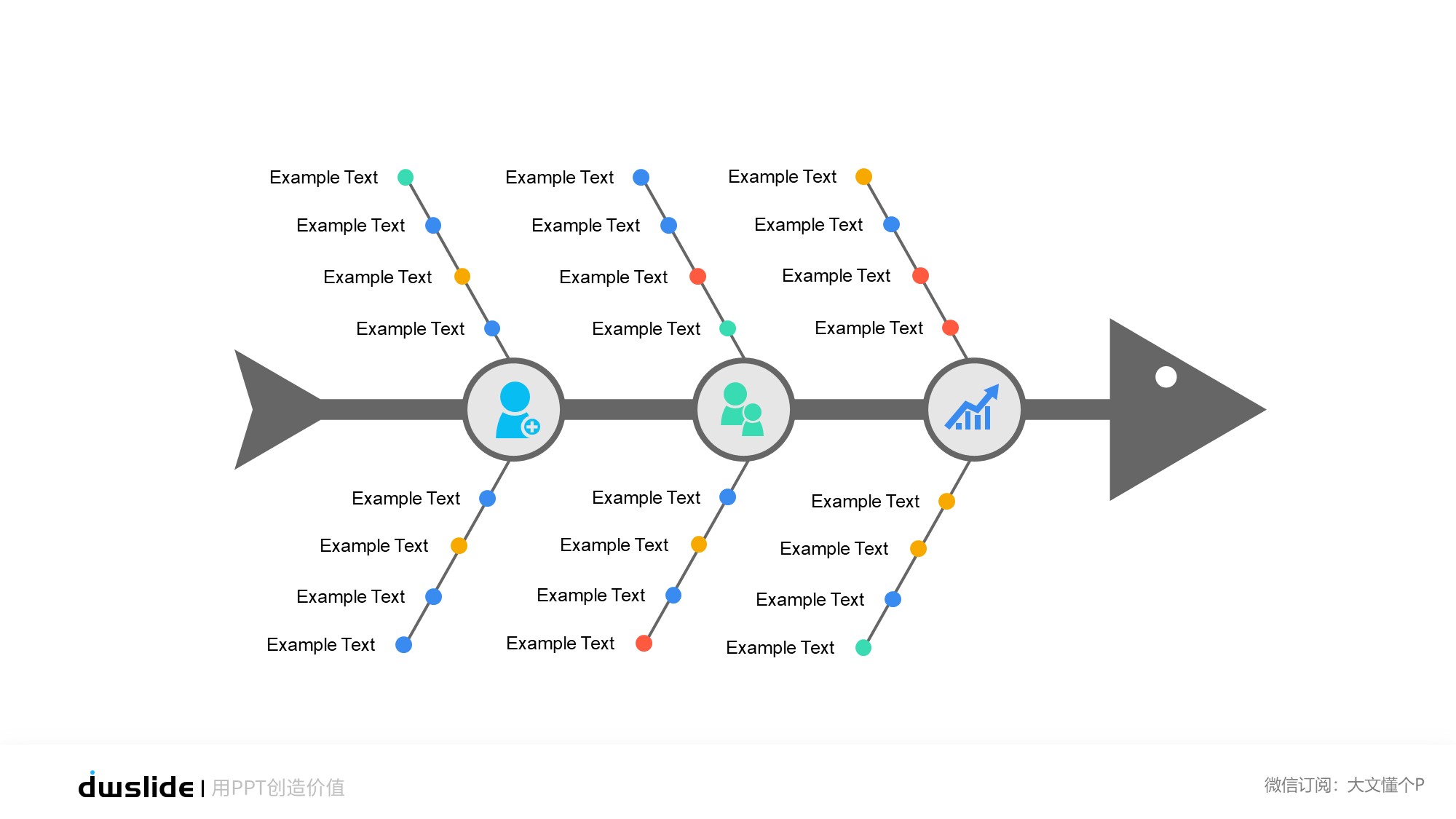 鱼骨图形信息图示PPT模板