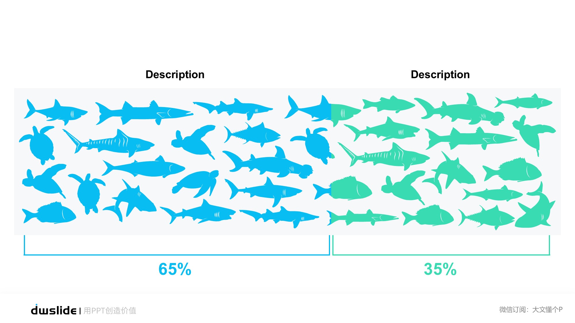 鱼骨图形信息图示PPT模板