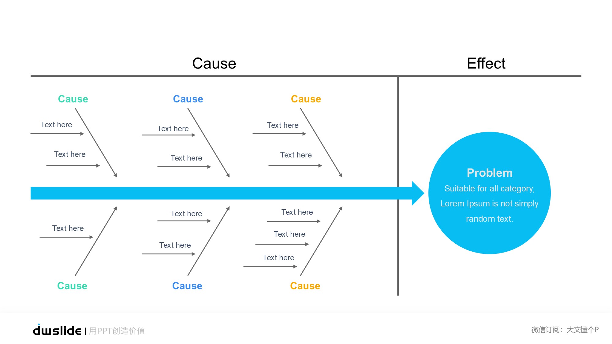 鱼骨图形信息图示PPT模板