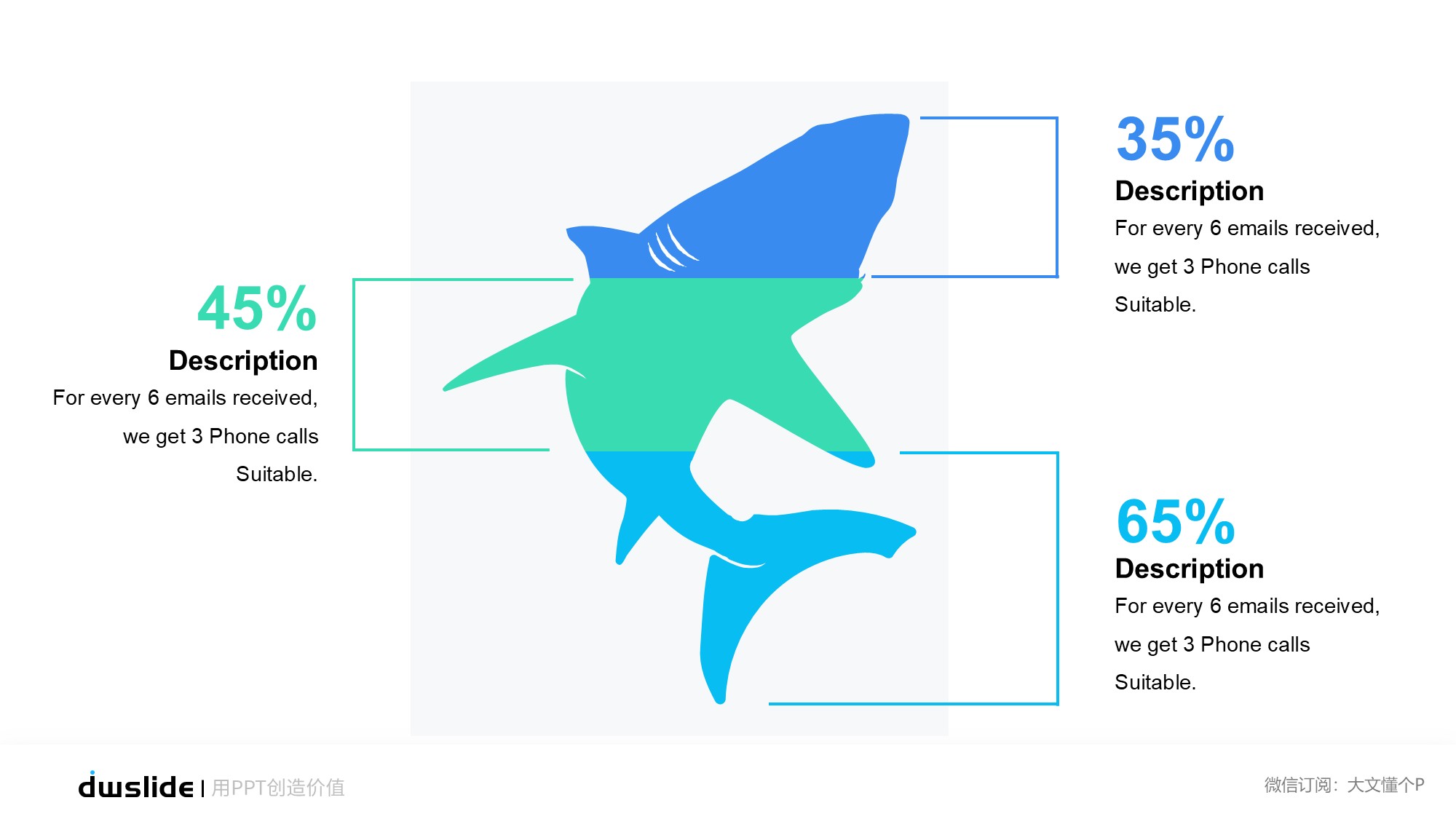 鱼骨图形信息图示PPT模板
