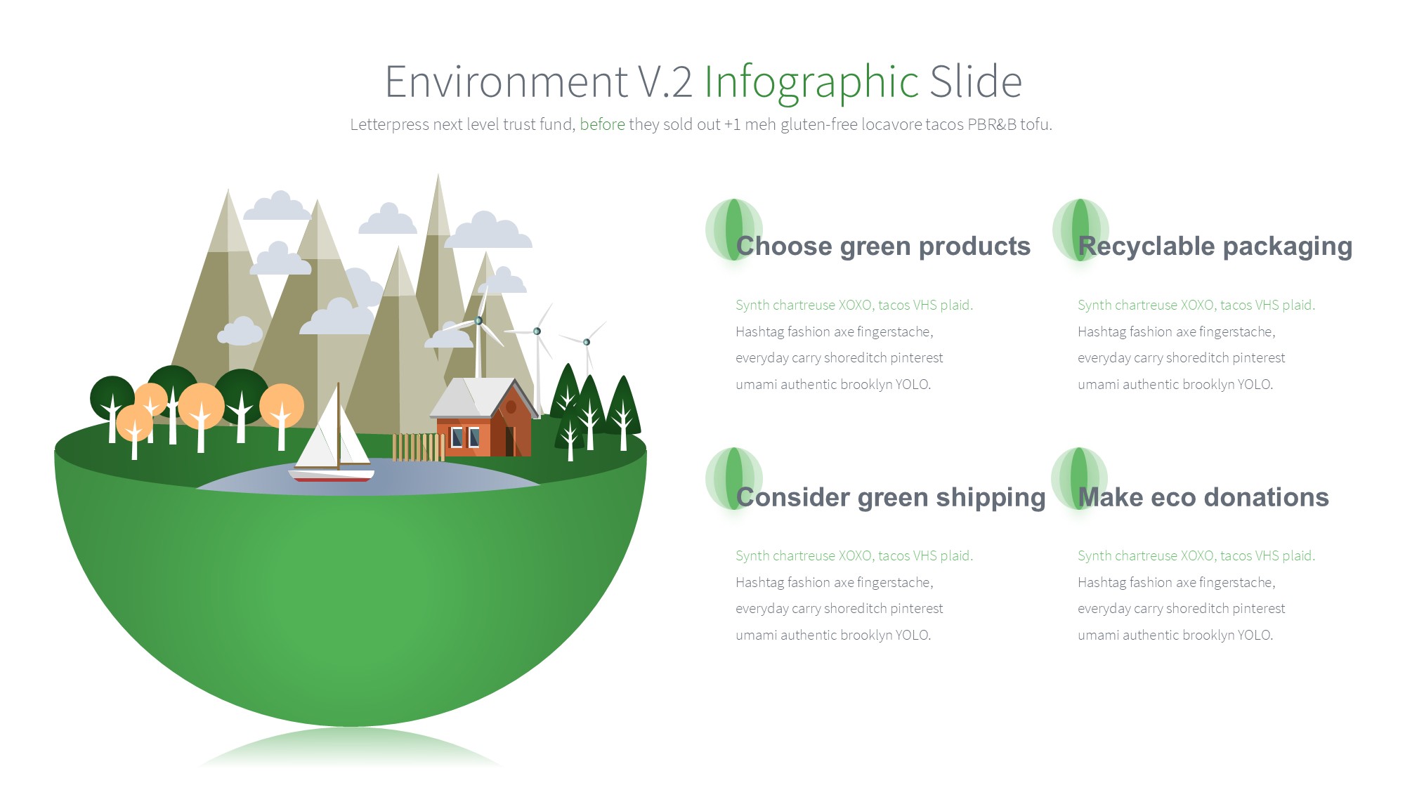 绿色环保图形信息图示PPT模板