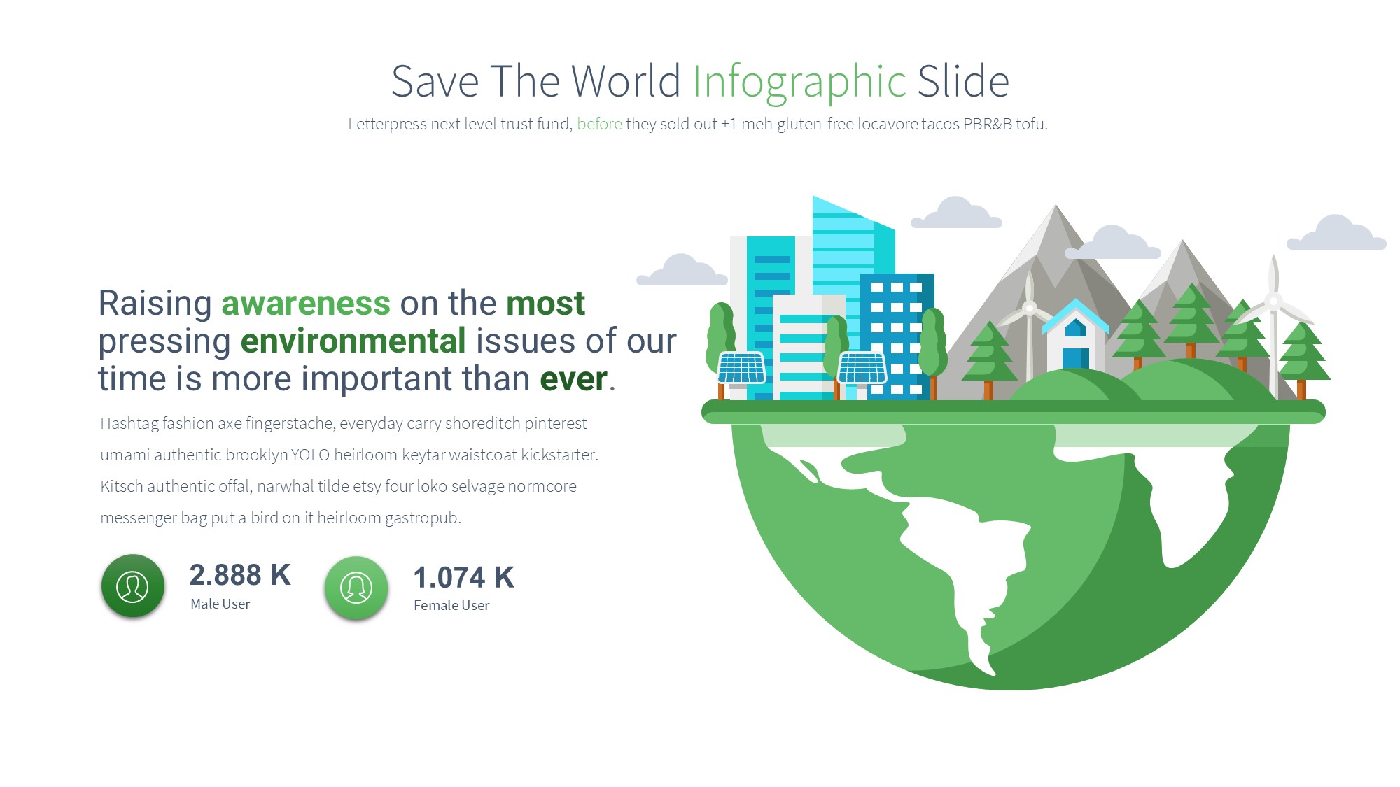 绿色环保图形信息图示PPT模板