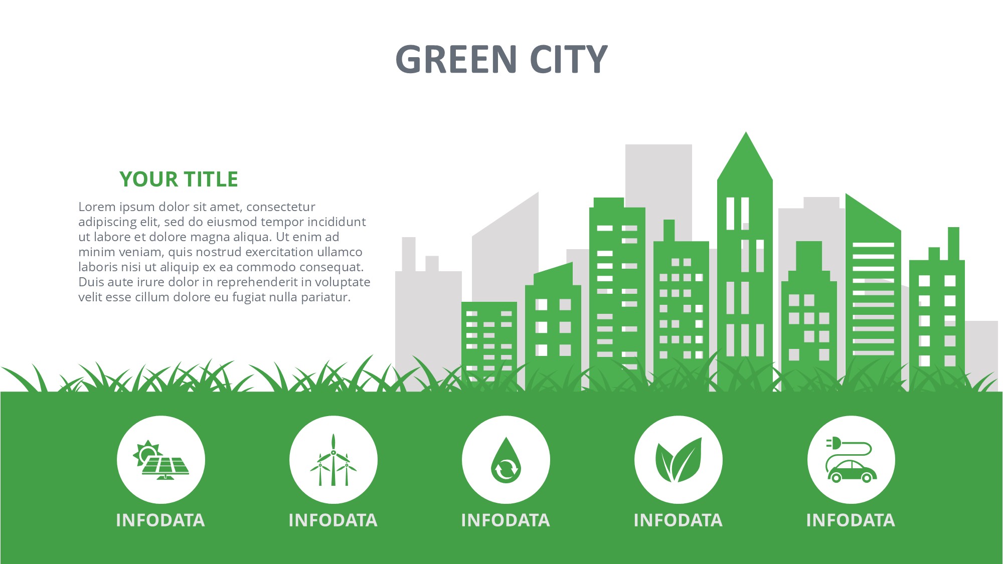 绿色环保图形信息图示PPT模板