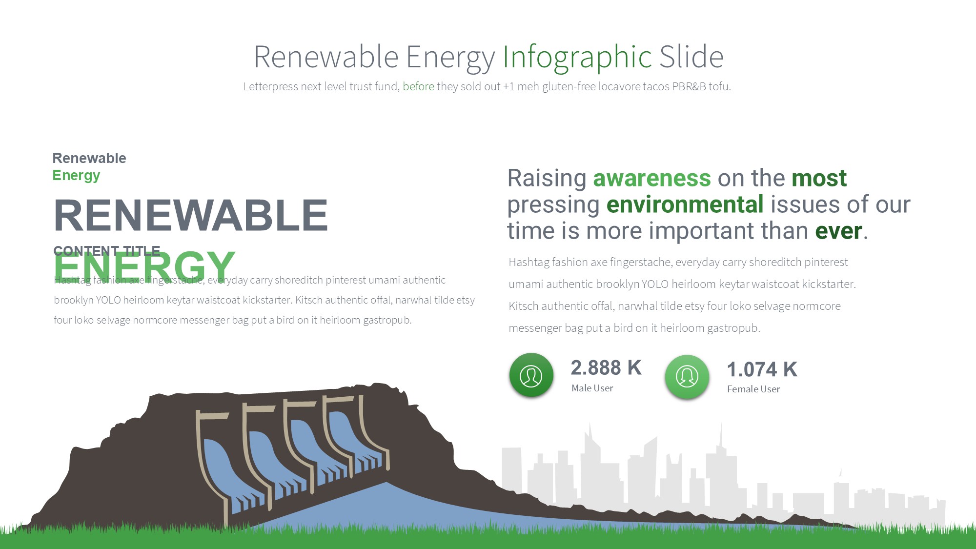 绿色环保图形信息图示PPT模板