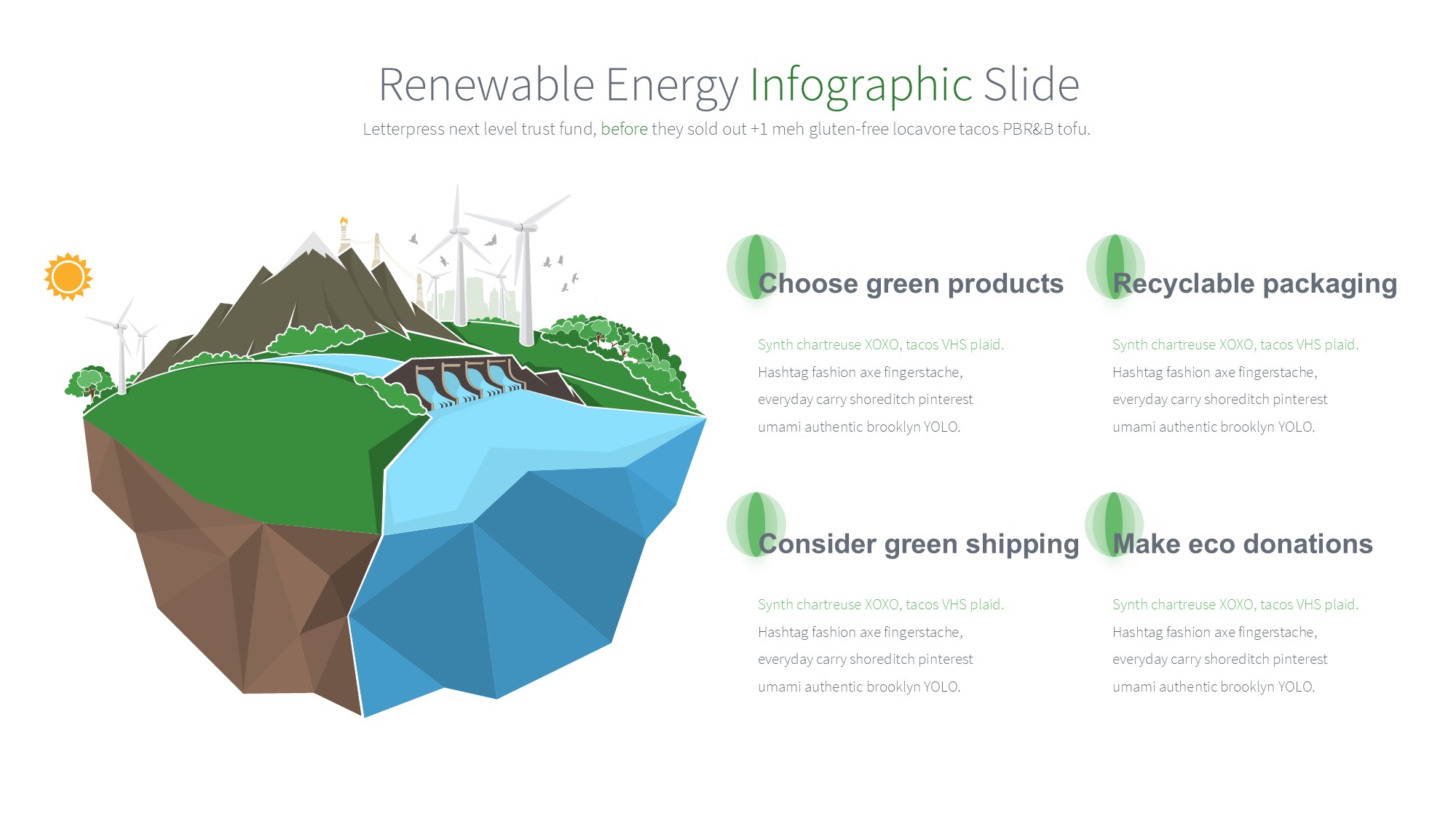 绿色环保图形信息图示PPT模板