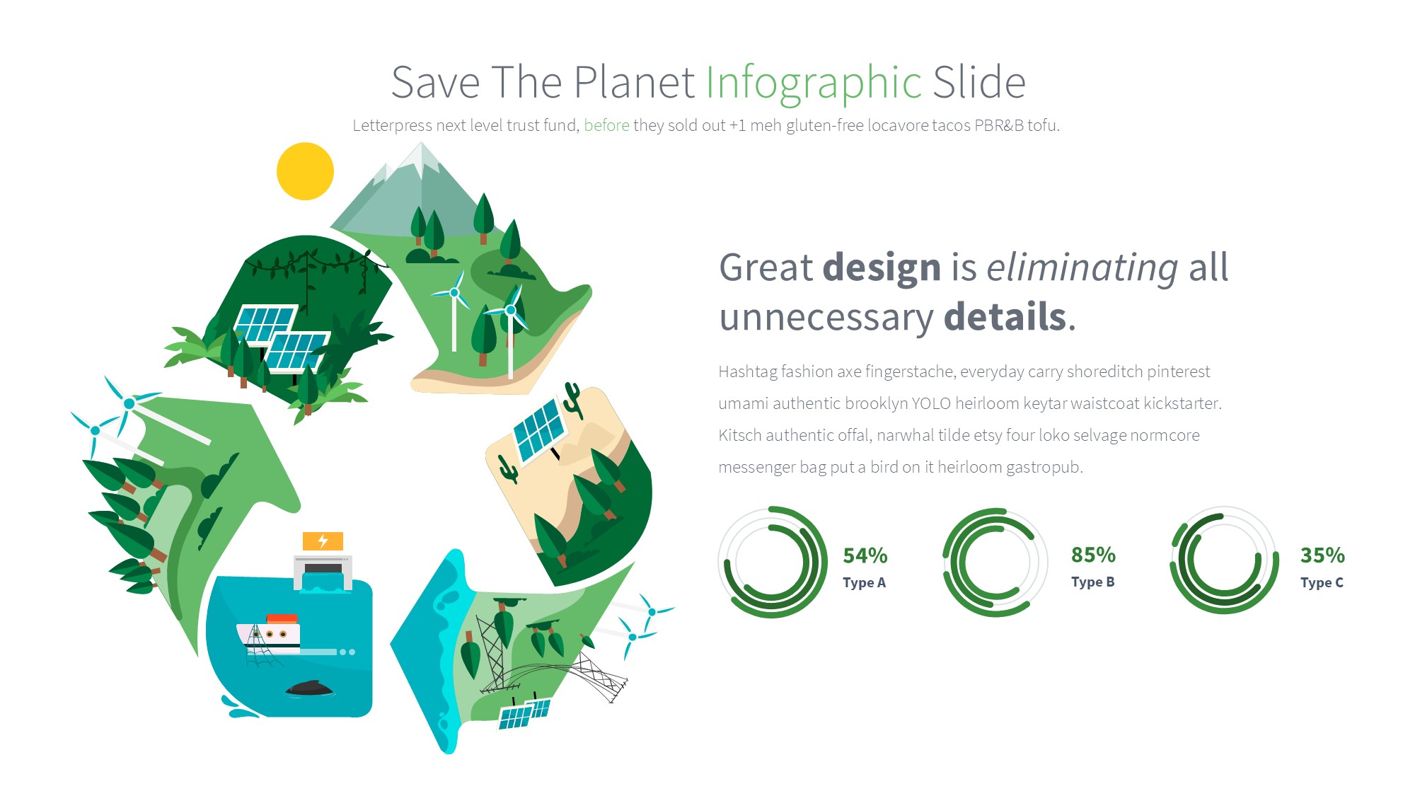 绿色环保图形信息图示PPT模板