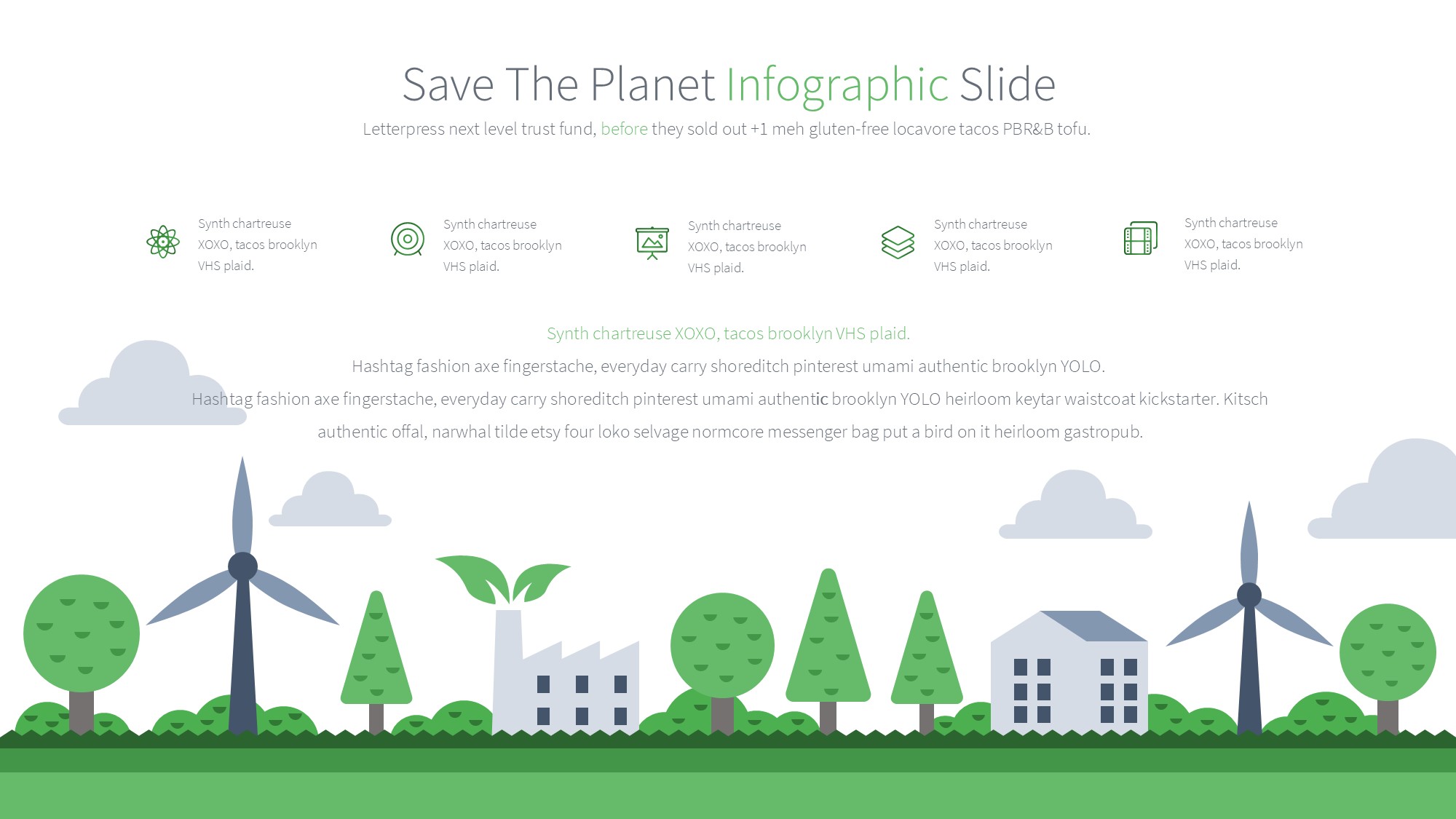 绿色环保图形信息图示PPT模板