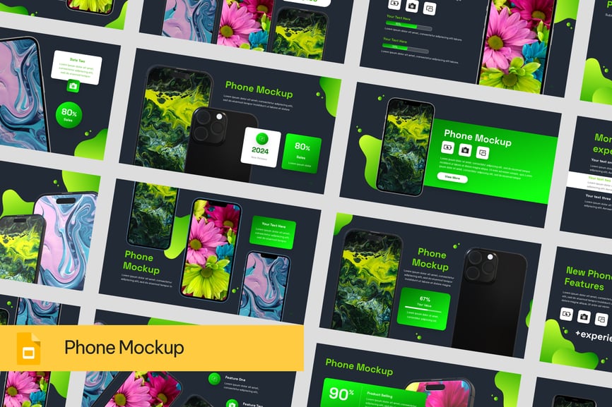 手机样机模型PPT模板 (PPTX)