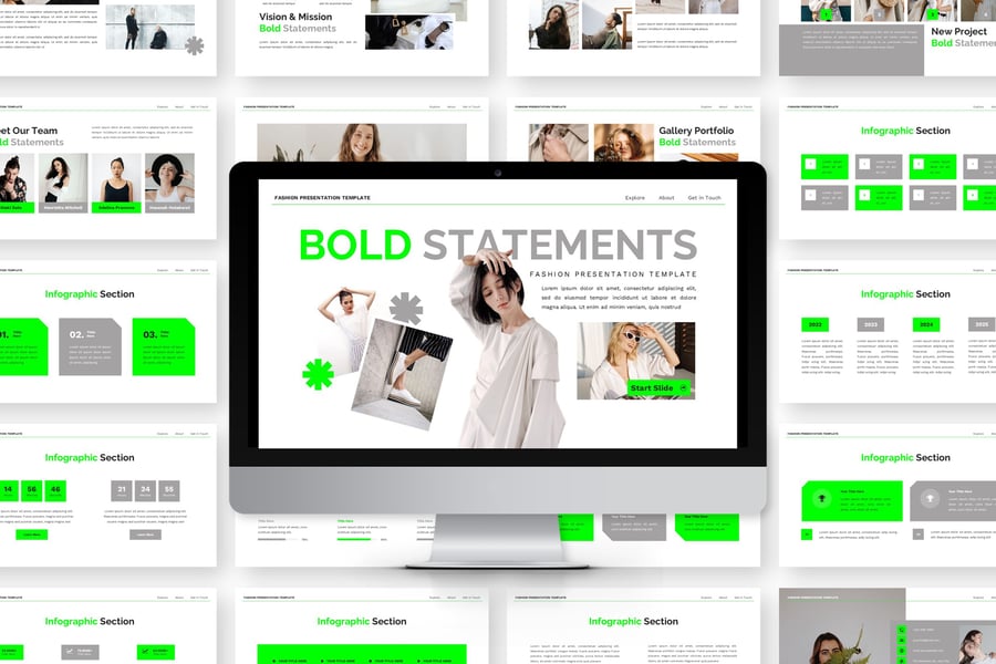大胆的陈述 – 时尚PPT模板 (PPTX)