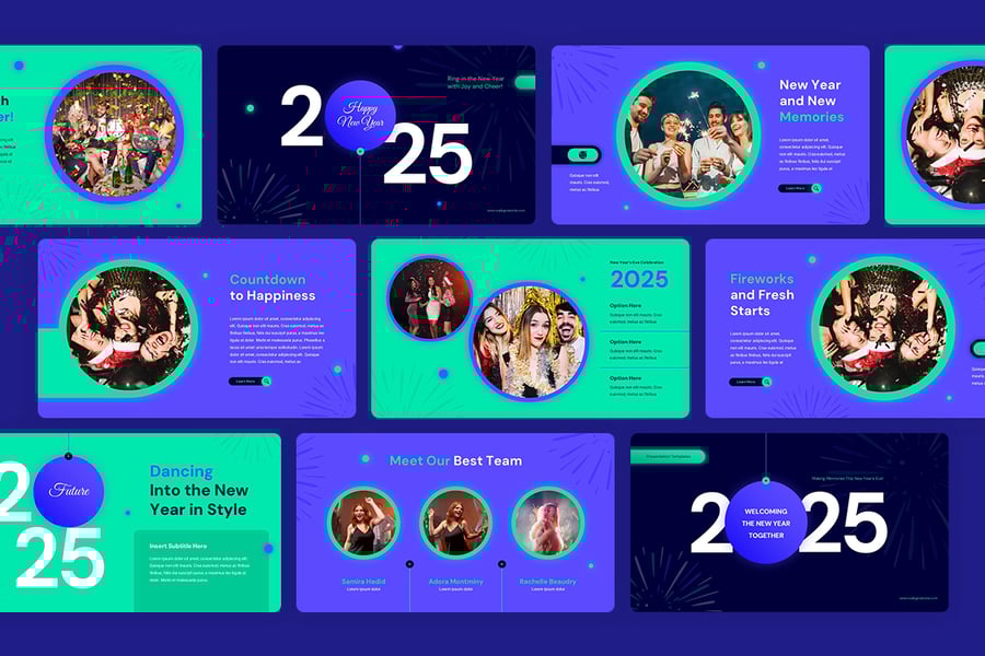 新年快乐年会总结 PPT模板 (PPT,PPTX)