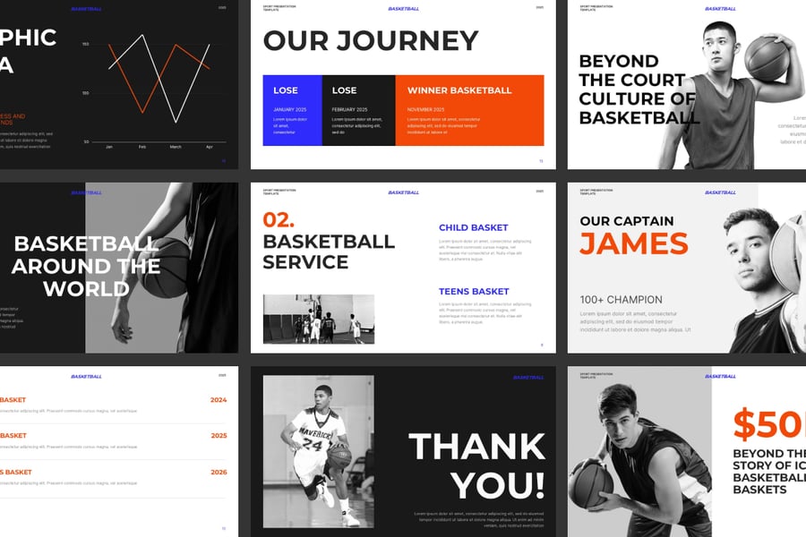 篮球运动PPT模板 (PPTX)