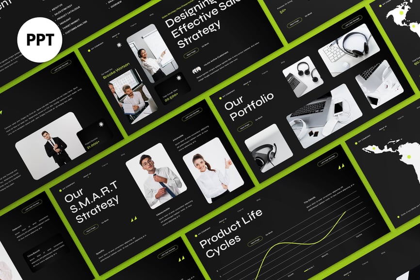 黑色优雅销售策略计划PPT模板 (PPT,PPTX)