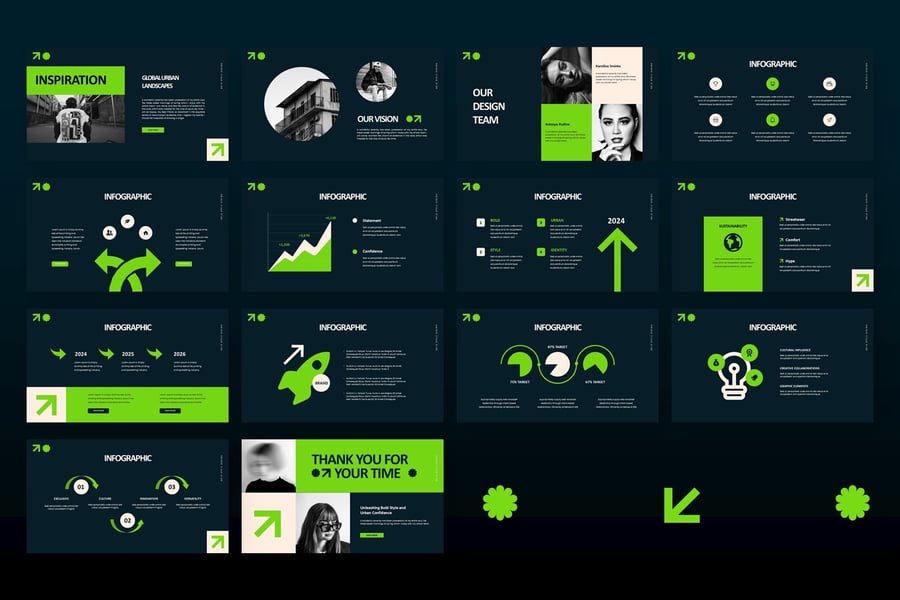 大胆的街头服装设计介绍PPT模板 (PPTX)