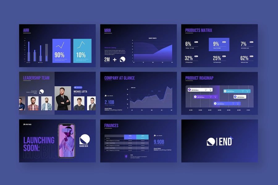 关键指标视觉板甲板PPT模板 (PPTX)