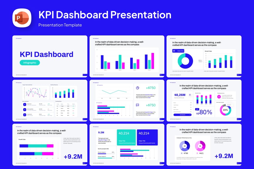 KPI仪表板PPT模板 (PPTX)