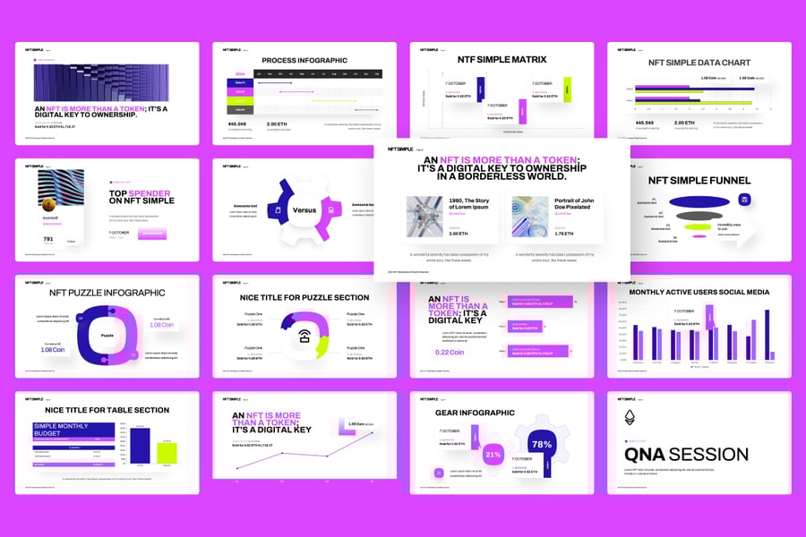 极简主义风格NFT介绍的PPT模板 (PPTX)