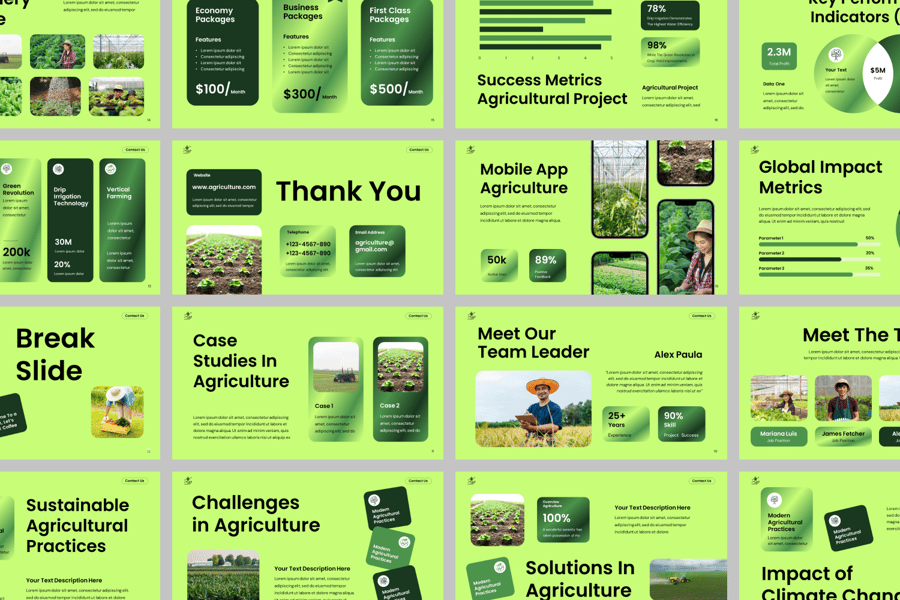 绿色农业PPT模板 (PPTX)