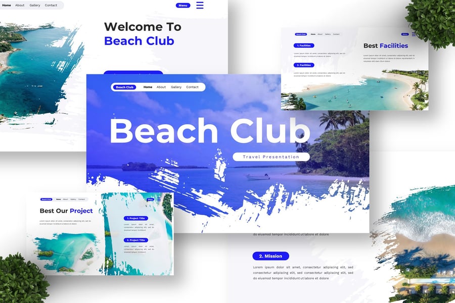 海滩俱乐部 – 旅行PPT模板 (PPTX)