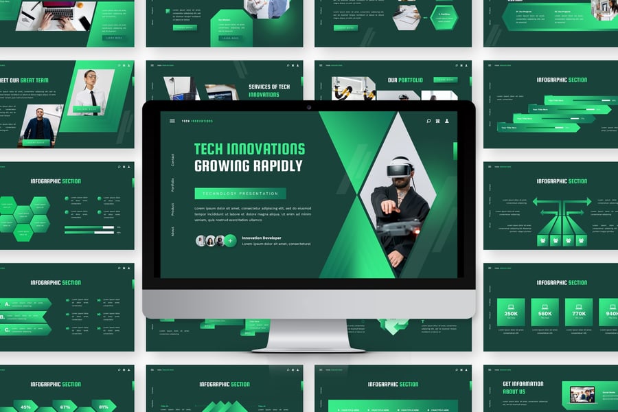 技术创新 – 技术PPT模板 (PPTX)