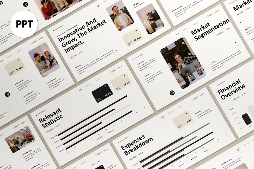 白色现代俯仰甲板PPT模板 (PPT,PPTX)