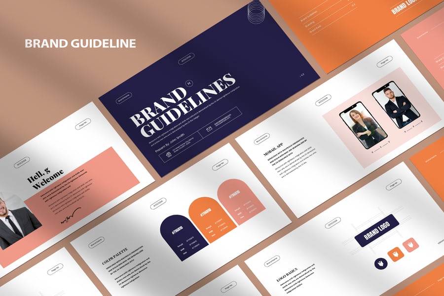 品牌指南演示模板PPT模板 (PPTX)
