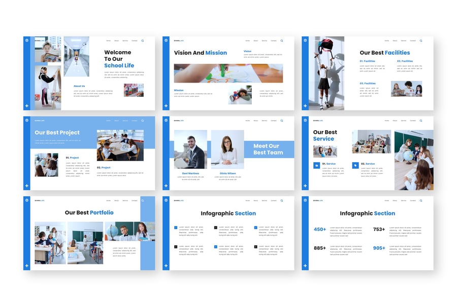 学校生活 – 教育PPT模板 (PPTX)