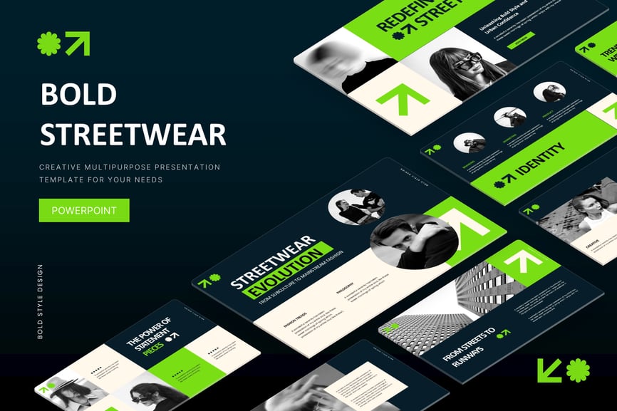 大胆的街头服装设计介绍PPT模板 (PPTX)