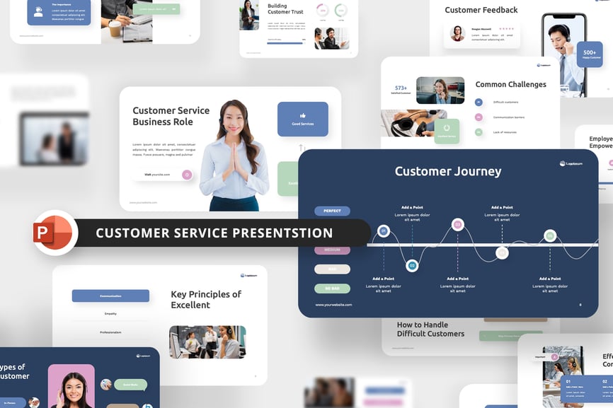 客户服务PPT模板 (PPTX)