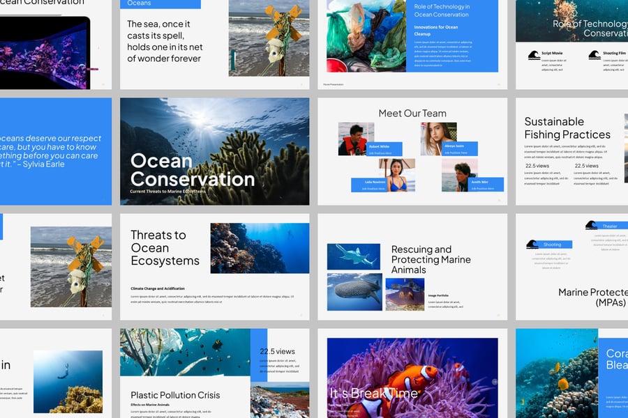 海洋保护PPT模板 (PPTX)