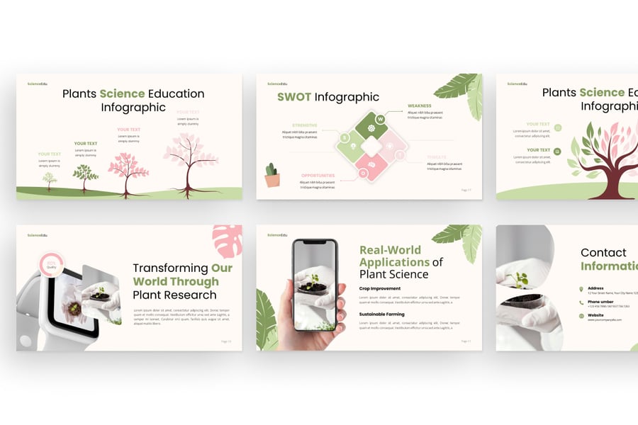 植物科学教育演示模板PPT模板 (PPTX)