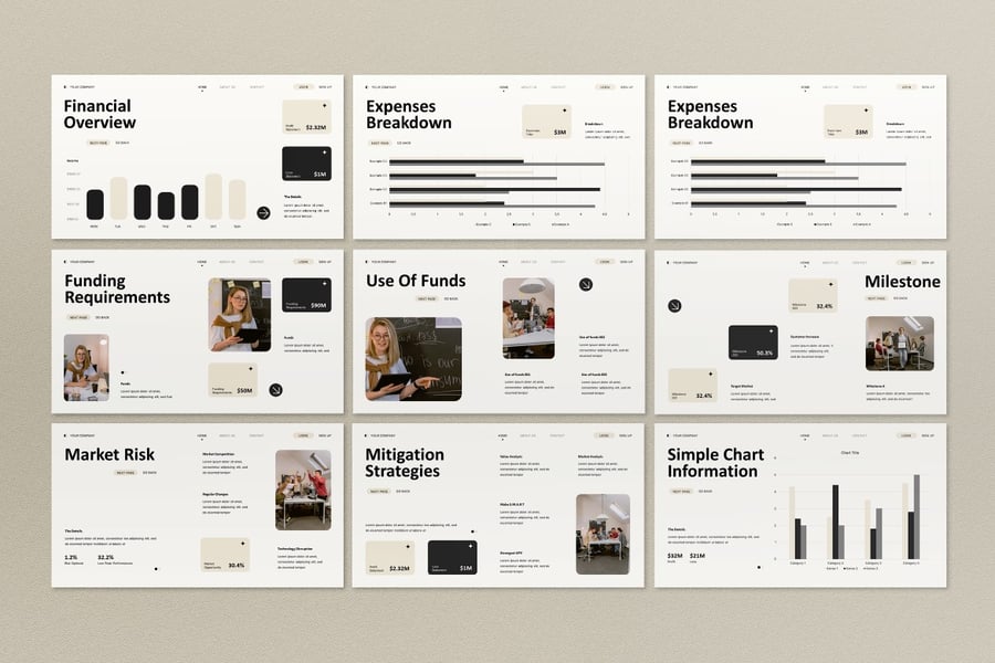 白色现代俯仰甲板PPT模板 (PPT,PPTX)